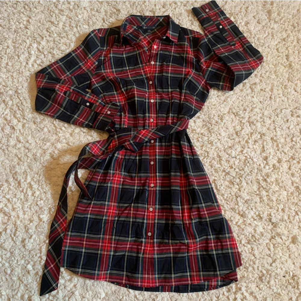 Brooks Brothers Shirt Dress Holiday Tartan Plaid size 8